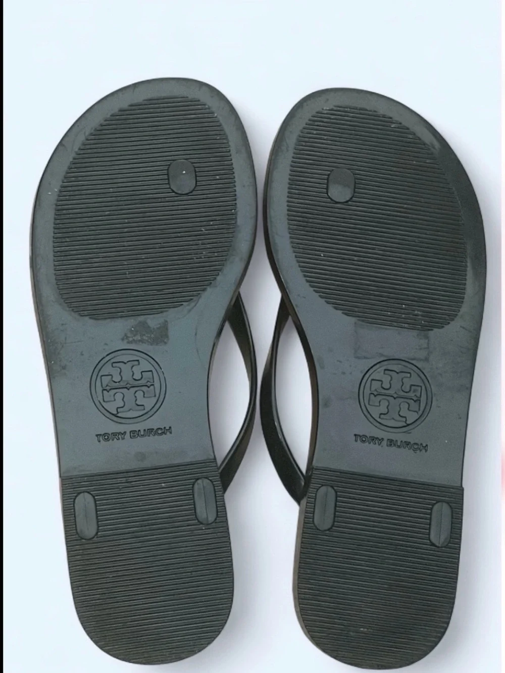 Tory Burch Jelly Bow Flip Flop Sandals Black Gold Logo Womens 6 Unworn Y2K